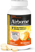 Airborne Vitamin C 1000mg (per Serving) - Citrus Chewable Tablets (96 Count in a Box) - Packaging May Vary
