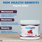 KALA HEALTH MSMPure Strawberry Acai Flavored Coarse MSM Powder Flakes – US-Made MSM for Joint Health, Skin Appearance, and Hair & Nail Support – 8.8 oz, Organic Sulfur
