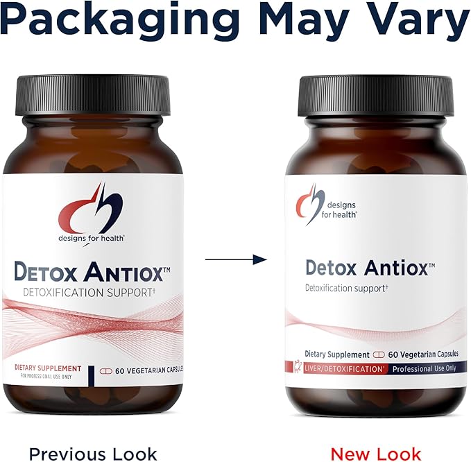 Designs for Health Detox Antiox - Liver + Detoxification Support Antioxidant Supplement with Turmeric Extract (Curcumin), Green Tea, Grape Seed, Vitamins + Minerals - Immune Support (60 Capsules)