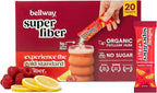 Bellway Super Fiber Packets + Fruit, Sugar Free Organic Psyllium Husk Powder Fiber Supplement to Go for Regularity, Bloating Relief & Digestive Health, Plant-Based, Raspberry Lemon (20 Packets)