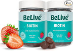 BeLive Biotin Gummies with MultiVitamins, Folate, Inositol – Supports Hair Growth, Healthy Skin & Nails – Vegan, Pectin Based – Strawberry Flavor (2)