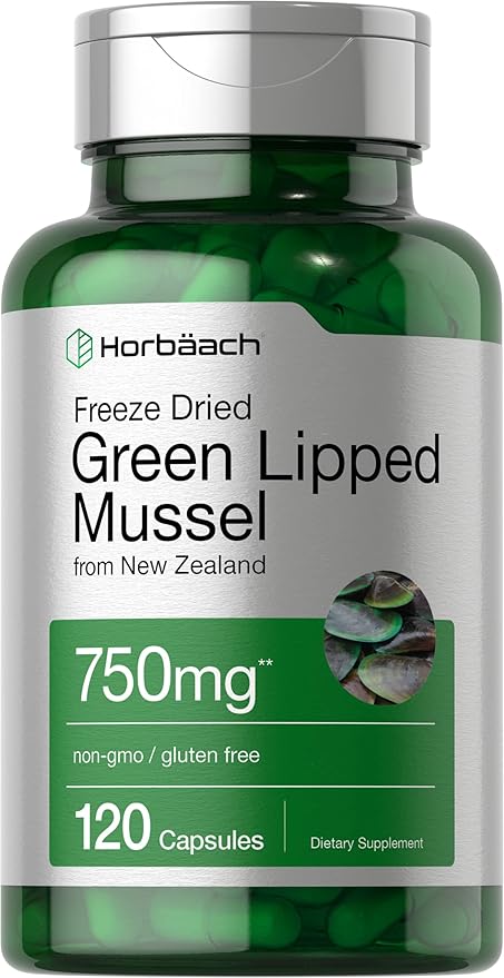 Horbäach Green Lipped Mussel |120 Capsules | from New Zealand | Premium Freeze Dried Mussel Powder | Non-GMO and Gluten Free