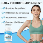 300 Billion CFUs Probiotics for Women & Men - 12 Strains + 3 Organic Prebiotics, Probiotics for Digestive Health & Immune, Gut Health & Bloating, Gut Health for Women & Men - 60 Capsules