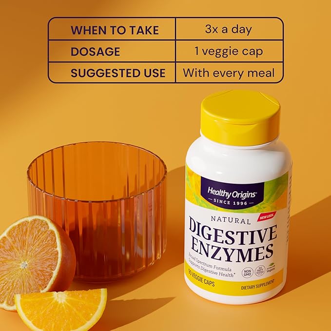 Healthy Origins Digestive Enzymes (Broad Spectrum, Non-GMO, Gluten Free, Digestive Support), 90 Veggie Caps