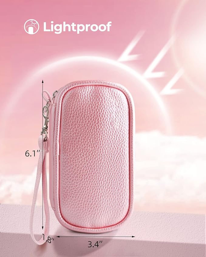 AMOOS Cute Pill Organizer 2 Times a Day, PU Leather Pill Case for Women, Portable Weekly Pill Box for Purse with Storage Bag to Hold Vitamins, Medications, Fish Oils, Supplements (Pink)