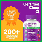 SmartyPants Organic Toddler Multivitamin Gummies: Omega 3 (ALA), Vitamin D3, C, Vitamin B12, B6, A, K & Zinc for Immune Support, Biotin, Vegetarian, Two Fruit Flavors, 60 Count (30 Day Supply)