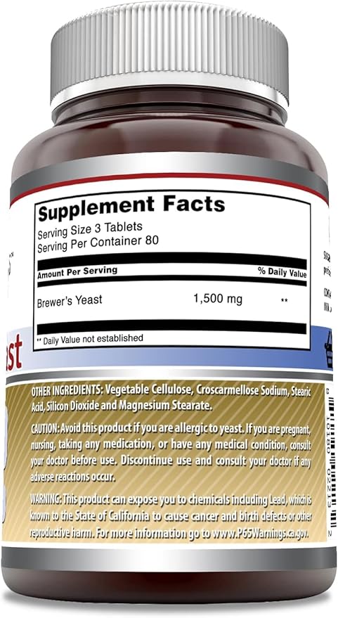 Amazing Formulas Brewers Yeast 1500mg Per Serving Tablets Supplement | Non-GMO | Gluten Free | Made in USA (240 | 3 Pack)