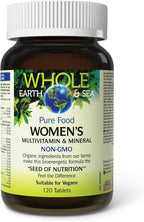 Natural Factors Whole Earth & Sea Women's Multivitamin & Mineral - Daily Whole Food Supplement with Iron, Vitamin C & More - Vegan, Non-GMO & Gluten-Free - 120 Tablets (60 Servings)