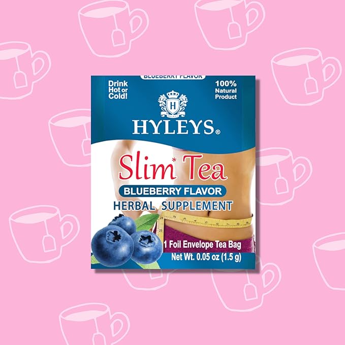 HYLEYS Slim Tea Blueberry Flavor - Weight Loss Herbal Supplement Cleanse and Detox - 25 Tea Bags (6 Pack)
