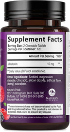 Melatonin 10mg Per Serving - Fast Dissolve Sleep Support Supplements for Adults - Extra Strength Melatonin Tablets for Restful Sleep Support, Strawberry Flavor, Vegetarian - 60 Day Supply