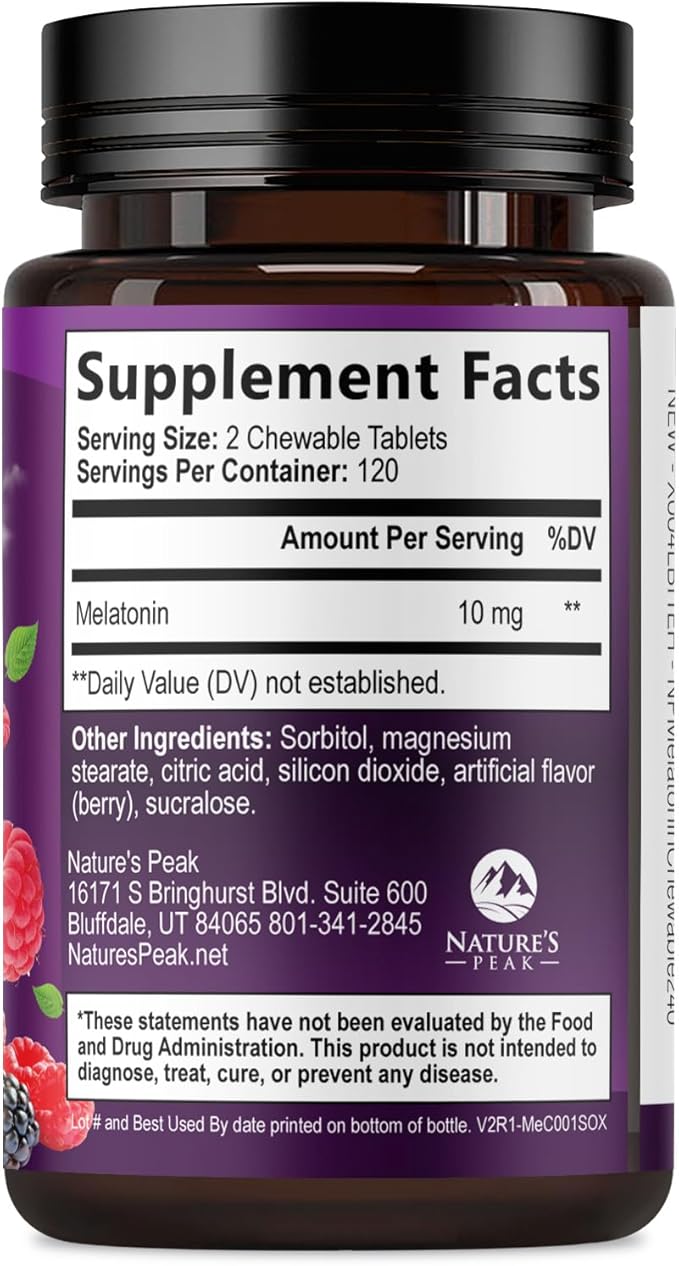 Melatonin 10mg Per Serving - Fast Dissolve Sleep Support Supplements for Adults - Extra Strength Melatonin Tablets for Restful Sleep Support, Strawberry Flavor, Vegetarian - 60 Day Supply