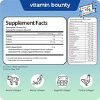 Vitamin Bounty Multi Collagen Complex - Hydrolyzed Collagen Peptides Types I, II, III, V & X - Supports Skin Elasticity, Joint Health, Hair & Nail Growth - 28 Servings