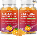 2 Pack Calcium Gummies 1000mg with Vitamin D3 K2 & B Complex, Potassium, Calcium Magnesium Zinc Gummies for Bone, Muscle, Mood and Immunity - Orange Flavor 120 Gummies