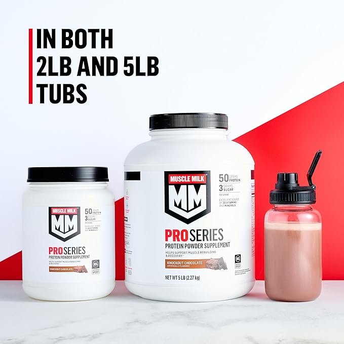 Muscle Milk Pro Series Protein Powder Supplement, Intense Vanilla, 5 Pound, 28 Servings, 50g Protein, 3g Sugar, 20 Vitamins & Minerals, NSF Certified for Sport, Workout Recovery, Packaging May Vary