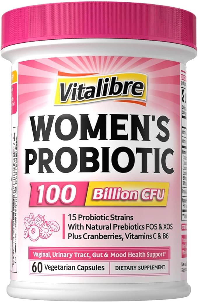 Probiotics for Women 100 Billion CFU 15 Strains, DailyProbiotic & Prebiotic Supplement with Organic Cranberry to SupportVaginal, Digestive, Immune Health, Shelf Stable, 60 Vegan Capsules