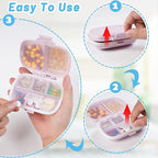 4 Pack Pill Organizer - Travel Pill Box with Label, 8 Compartment Daily Pill Case for Pocket Purse, Medicine Case, Waterproof Portable Pill Supplement Case, Travel Pill Container to Hold Vitamin