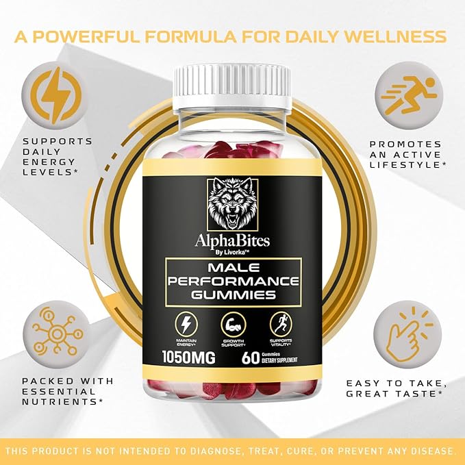 Alpha Bites - Original Formula 7 in 1 Alpha Bites Gummies, AlphaBites for Men, Official Advanced Premium Performance and Energy, Alpha Bite Gummy Reviews, for 1 Month