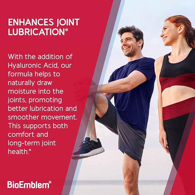 BioEmblem Joint Support - Glucosamine Chondroitin + MSM 1500 MG - with Boswellia, Turmeric & Hyaluronic Acid - Joint Health Supplement, Mobility, Flexibility, Cartilage - Non-GMO - 90 Caps