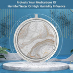Pill Box 3 Compartment Small Pill Case,Portable for Pocket or Purse Pill Organizer Pill Container Holder to Hold Vitamins, Medication, Fish Oil and Supplements(Gray Marbling Gold)