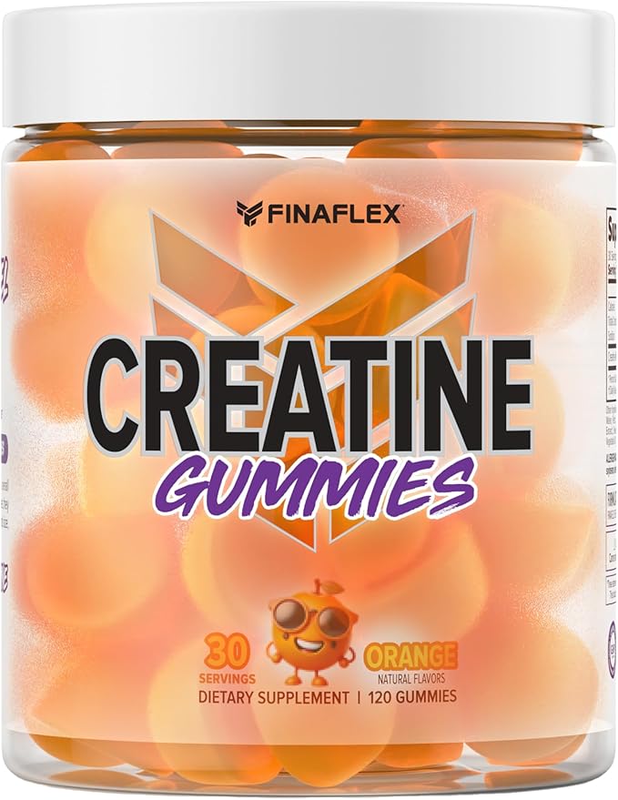 FINAFLEX Creatine Gummies - 120 Gummies - Orange Flavor - Promotes Muscular Strength, Size & Performance - 5g of Creatine Monohydrate Per Serving - 30 Servings