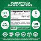 Zazzee 40:1 Ratio Myo and D-Chiro Inositol Supplement for Women | Myo Inositol Capsules Plus D-Chiro for Cycle Regulation Ovarian Support & Overall Hormone Balance for Women - Vegan & ISO Lab Tested