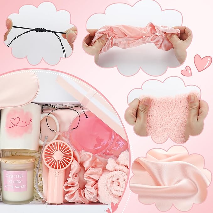 11 Pcs Mother's Day Menopause Gift for Women Care Baskets Box Pink Menopause Support Gifts Calming Anxiety Stress Relief Set for Birthday