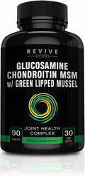 Glucosamine Chondroitin MSM with New Zealand Green-Lipped Mussel | Support Joint Flexibility, Connective Tissue, Cartilage Health
