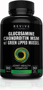 Glucosamine Chondroitin MSM with New Zealand Green-Lipped Mussel | Support Joint Flexibility, Connective Tissue, Cartilage Health