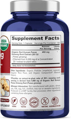 NusaPure Red Korean Panax Ginseng Capsules, 450 mg, 180 Veg Capsules (Non-GMO, USDA, Vegan)