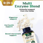 Digestive Enzymes - Super Digestive Multi Enzyme Complex for Bloating & Gut Health Support with Bromelain, Papain, Probiotics & Prebiotics - Digestion Health Support for Women & Men - 60 Capsules