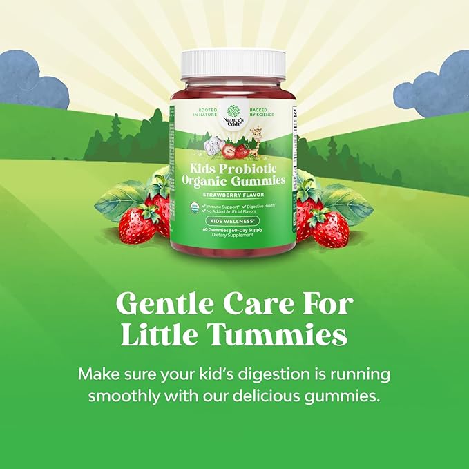 USDA Organic Probiotic Gummies for Kids - Vegan Non-GMO Kids Probiotic Gummy Vitamin for Immunity and Digestive Health - Gentle 2.5B CFU Organic Probiotics Strawberry Flavor 60 Count (Pack of 2)