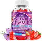 Saffron Supplements for Kids & Adults, 10 in 1 Saffron Gummies 88.5mg Saffron Extract with Ashwagandha, L-Theanine for Calm, Zzz, Antioxidant, Sugar-Free/Organic, Strawberry Flavor 60 Count