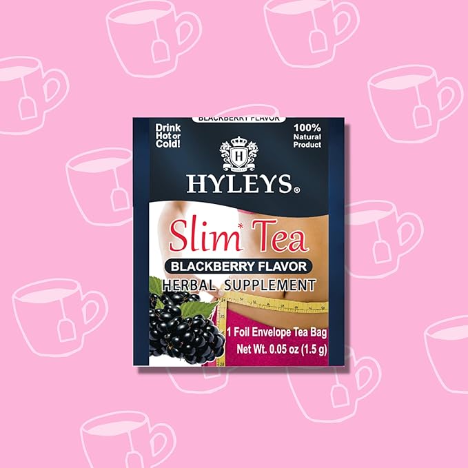 Hyleys Slim Tea Blackberry Flavor - Weight Loss Herbal Supplement Cleanse and Detox - 25 Tea Bags (12 Pack)
