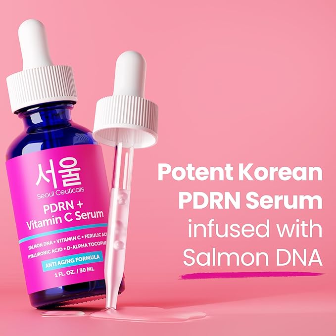 SeoulCeuticals PDRN Serum Salmon DNA Vitamin C Serum (Pack of 2) – Korean Skincare Anti Aging PDNR Skin Repair Booster – K Beauty PDRM Skin Care for Face 1oz