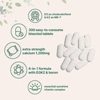 Calcium 1,200mg with Vitamin D3 & K2, 300 Tablets | Calcium Supplements for Women & Men | Mineral Complex Support Bone, Teeth, Colon & Cardiovascular Health | Non-GMO, Gluten-Free