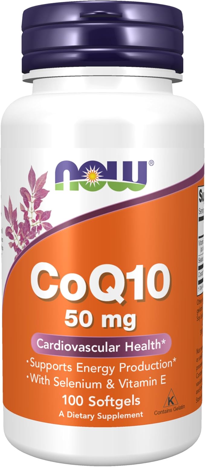 NOW Supplements, CoQ10 50 mg, Pharmaceutical Grade, All-Trans Form produced by Fermentation, 100 Softgels