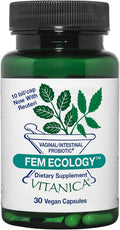 Vitanica FemEcology, Vaginal and Intestinal Probiotic Support, Vegetarian, 30 Capsules