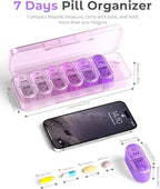 Pillex Pill Organizer, Am & Pm Pill Organizer 7 Days, Weekly Pill Case 2 Times a Day, Cute Pill Box 7 Day, Medicine Organizer for Travel, Vitamins, Fish Oils, Supplements (Gradient Pink-Purple)