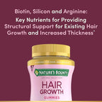 Nature’s Bounty Hair Growth Gummies for Supporting Thicker, Fuller Hair with Biotin, Silicon & Arginine, Peach Mango Flavor – Gluten Free, Contains No Lactose, Sodium or Fish, 60 Count/30 Servings