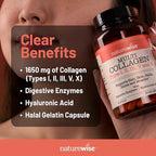 NatureWise Multi Collagen Peptides Pills for Women & Men - Type I, II, III, V, X w/Hyaluronic Acid - Supports Skin, Hair, Joint Health* - Grass Fed, Gluten Free, Non-GMO - 90 Capsules[30 Day Supply]