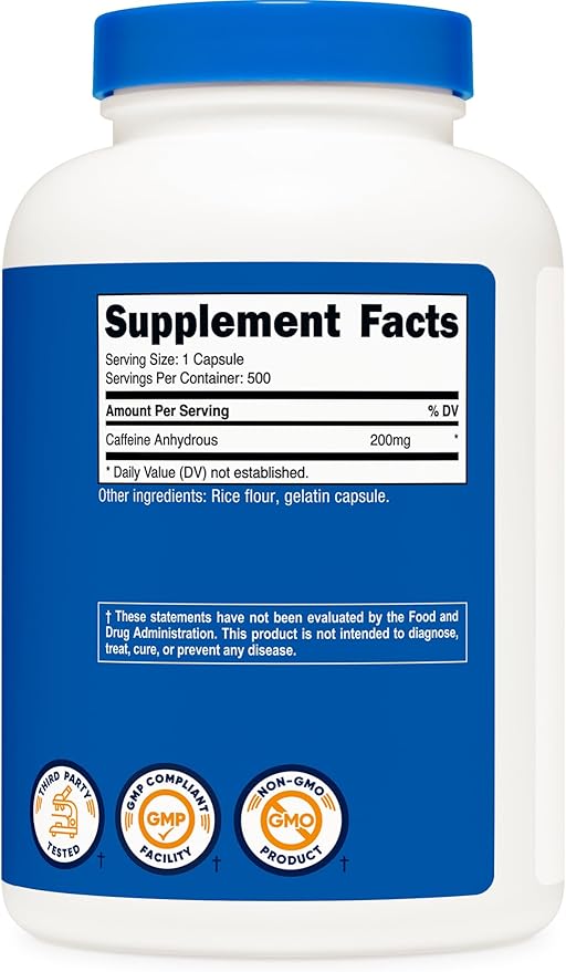 Nutricost Caffeine Pills, 200mg Per Serving (500 Caps) (Pack of 2)