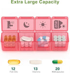 Extra Large Weekly Pill Organizer 4 Times a Day, Fullicon XXL Large Pill Box, 7 Day Medicine Organizer, Black Pill case for Vitamin/Fish Oil/Supplements