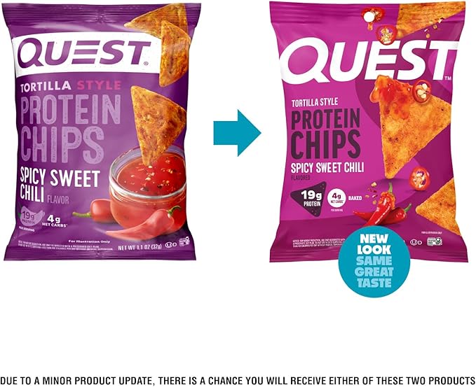 Quest Nutrition Spicy Sweet Chili Tortilla Chip, 19g Protein, 4g Net Carb, High Protein Low Carb, Gluten Free, 1.1 oz (Pack of 12)