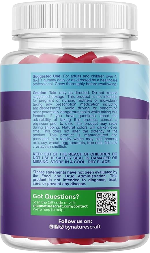 Natures Craft Melatonin Gummies for Kids Sleep Support - Hassle-Free Kids Melatonin Gummies for Mood Support - Delicious and Tummy Friendly Gummy 1 Mg Little Ones - 60 Count