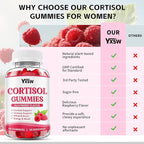 Cortisol Supplements Gummies for Women Sugar-Free Cortisol Gummies with Magnesium Glycinate Ashwagandha Rhodiola Rose Support Relaxation & Focus, Raspberry Flavor, 120 Count