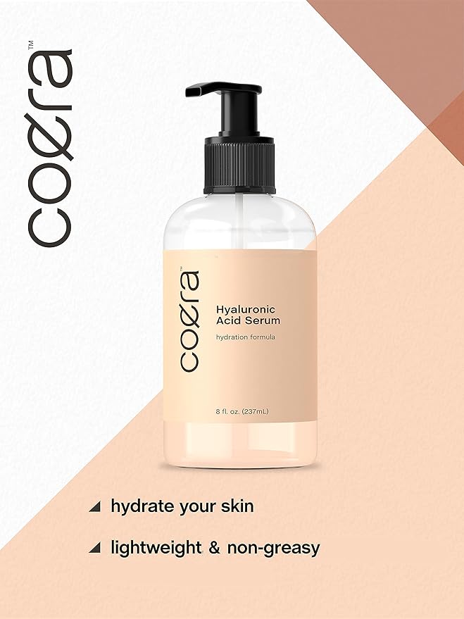 Coera Hyaluronic Acid Serum | 8 fl oz | Moisturizing and Hydrating | For Face, Skin, Hair & Nails | Paraben & SLS Free