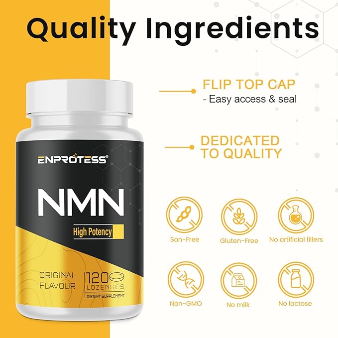 Sublingual NMN 500mg, Max Absorbency & Fast-Acting NMN Supplement（120-Day Supply）, 99% Pure NMN (Nicotinamide Mononucleotide) for NAD, Cell, Immune, Energy, Muscle, Anti-Aging, Longevity, 120 Lozenges
