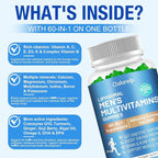 60-IN-1 Liposomal 120+ Nutrients Men's Multivitamin Gummy 4500MG+ Overall,300Billion Probiotics, Algal DHA, CoQ10, Turmeric & Herbal Blends,for Immune, Energy, Prostate, Heart, and Digestive Wellness