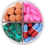 Mini Pill Dispenser Organizer Bottle, Daily Travel Medication Box with Secure Closure (Mini - Pink)