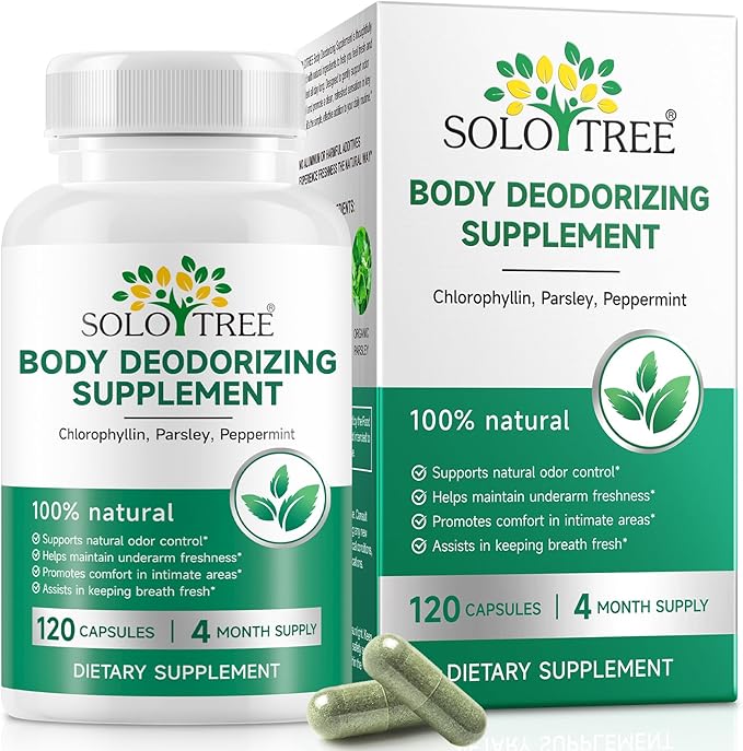 Chlorophyll Capsules, Chlorophyll Body Deodorizing Supplement, Body Odor Eliminator, Fresh Breath, Supports Immunity and Digestion, Men & Women, 120 Caps.
